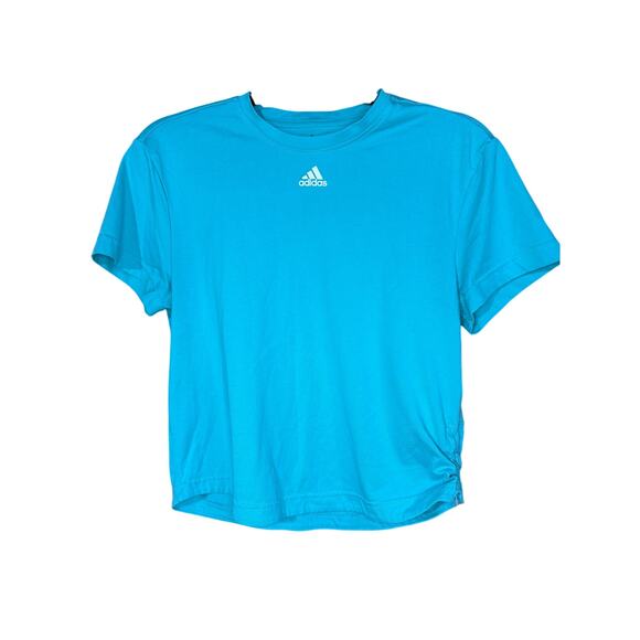 Adidas Teal Short T-Shirt Side Tie Size Small - Picture 1 of 4